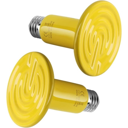 Simple Deluxe Ceramic Heat Emitter 150W 2pack Reptile Heat Lamp Bulb Chicken Heater Light  No Harm No Light  Yellow