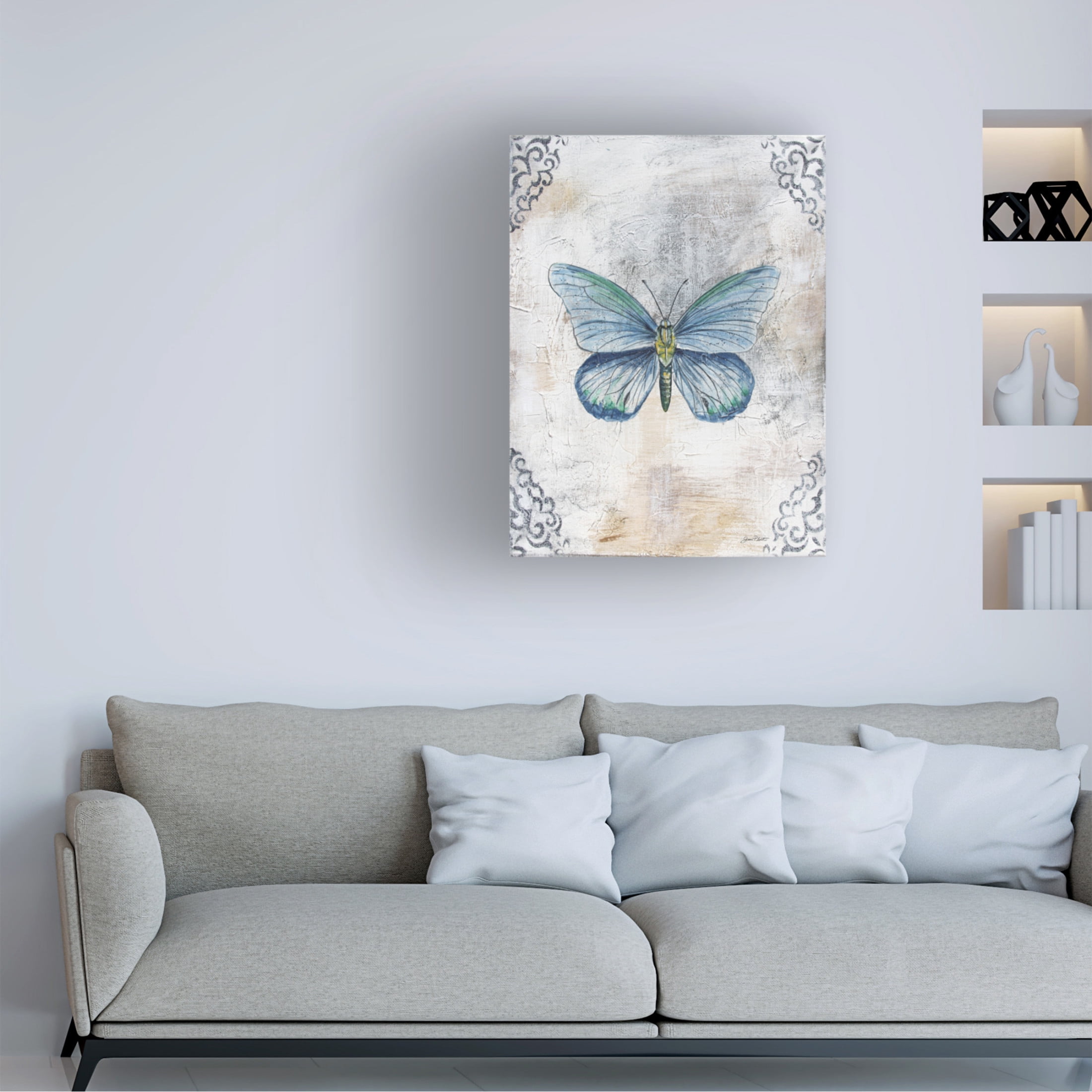 Canvas Wall Art - Jean Plout 'Textured Watercolor Wings A' Wall Art for Living Room, Bedroom, or Office Décor by Trademark Fine Art - 24 x 32 Inches