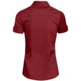thumbnail image 3 of J. METHOD Women's Tailored Button Down Shirt Cuffed Short Sleeve Stretch Collar Office Work Formal Casual Basic Blouse Top NEWT06 Burgundy XL, 3 of 5