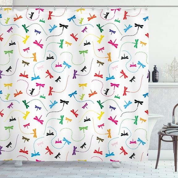 Ambesonne Dragonfly Shower Curtain, Spring Wildlife Motif, 69"Wx70"L, Multicolor