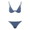 thumbnail image 4 of Mujeres Fshion correas Color sólido cómodo Split traje de baño Bikini ropa de playa conjunto Fridja  nalpqowj59612, 4 of 8