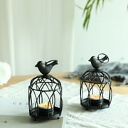 Small Candle Holder Set 6" High Hanging Lantern Metal Candle Lantern for Tealight Dining Table