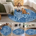 thumbnail image 5 of Round Rugs 7Ft, Navy Blue Coral Coastal Round Area Rug Washable Indoor Throw Carpet, Ocean Nautical Seaside Beach Large Non Slip Circle Rug for Dining Room Playroom Home Decor Aesthetic, 5 of 8