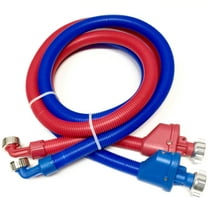 2-pack Flood Safe Washing Machine Hoses - Heavy Duty PVC Hose Sealed With Rigid Corrugated Outer Wall in Red-Blue and Built-in Auto Shut-off Valve Univeral 90 degree elbow Connection