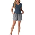 thumbnail image 2 of INSPIRE CHIC Women's Sleep T-Shirt V-Neck Pajamas Top for Nightwear Loungewear S Deep Blue, 2 of 6