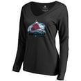 thumbnail image 2 of Women's Black Colorado Avalanche Midnight Mascot Long Sleeve V-Neck T-Shirt, 2 of 3