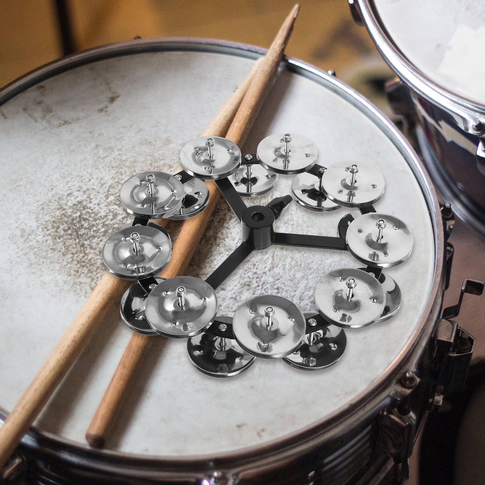 AURARMLET Metal -Hat Tambourine Drum Cymbal Accessory with Double Row Bells for Rhythm and Percussion