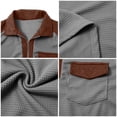 thumbnail image 4 of Kinrui Men's Waffle Knit Henley Sweatshirts Casual V Neck Long Sleeve Stand Collar Tops Patchwork Muscle Pullover Sweatshirt with Elbow Patch Brown L, 4 of 7
