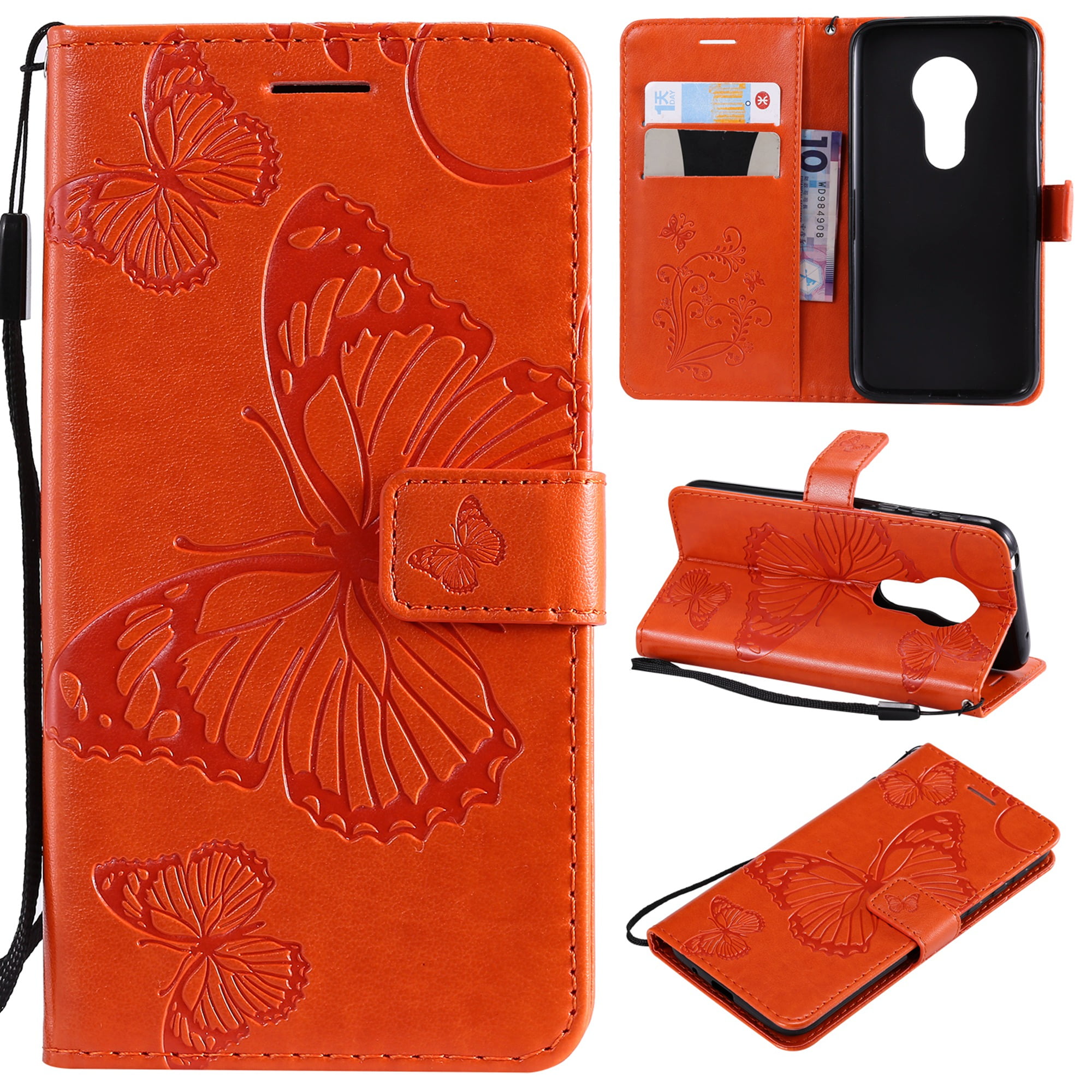 Motorola Moto G7 Play Wallet Case, Dteck Slim Embossed Butterfly PU Leather  Flip Folio Stand Case Cover with Hand Strap For Moto G7 Play, Built-in 2  Card Slots/Money Pocket, Orange - Walmart.com