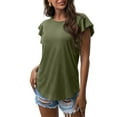 thumbnail image 2 of Birdeem Blouse Décontractée pour Femmes, Col Rond, Manches Courtes Bouffantes, Couleur Unie, Coupe Ample, 2 of 6