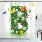 Ambesonne Letter B Shower Curtain, Flourish Daisy Garden, 69"Wx84"L, Multicolor