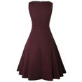 thumbnail image 6 of Wycnly Formal Dresses for Women Evening Party Prom Empire Waist Pleated Swing Formal Midi Dress Round Neck Sleeveless Solid 2024 Summer Knee-Length Dresses Wine l Under $5, 6 of 6