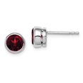 thumbnail image 1 of 925 Sterling Silver Garnet Circle Stud Earrings Gemstone, 1 of 6
