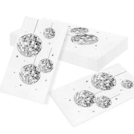 Disco Ball Party Napkins - Shiny Retro Decor 40-Pack for Festive Celebrations
