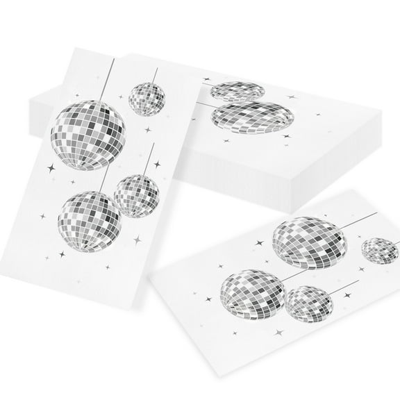 Disco Ball Party Napkins - Shiny Retro Decor 40-Pack for Festive Celebrations