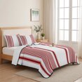 thumbnail image 5 of Quilts Twin XL Size, Red Striped Soft Comforter Bedding Set for Bed, Farmhouse Thin Vertical Stripes Modern Lightweight Quilted Bedspread with Pillow Cover(2 Pieces) for All Season, 68x98 Inch, 5 of 9