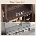 thumbnail image 5 of Itaar 73" Tall Arched Bakers Rack with Power Outlet and LED Light, Farmhouse Coffee Bar Cabinet, Kitchen Microwave Stand with Storage for Kitchen, Dining Room, Living Room, Brown, 5 of 9