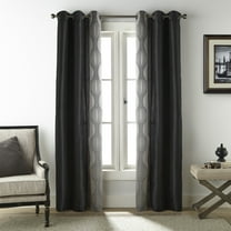 Nanshing Kath Light Filtering Grommet Curtain Panel Pair, Black Silver, 37" x 84"