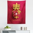 thumbnail image 1 of Chinese New Year Tapestry, Lunar Festival Theme with a Flower Motif Chinese Letter on Pink, Fabric Wall Hanging Decor for Bedroom Living Room Dorm, 5 Sizes, Earth Yellow Magenta, by Ambesonne, 1 of 1