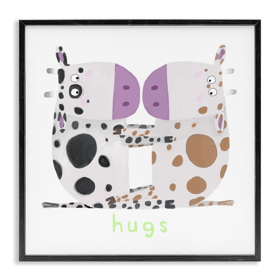 Stupell Industries Cow Hugs Symmetry Black Framed Giclee Art, design by Carla Daly