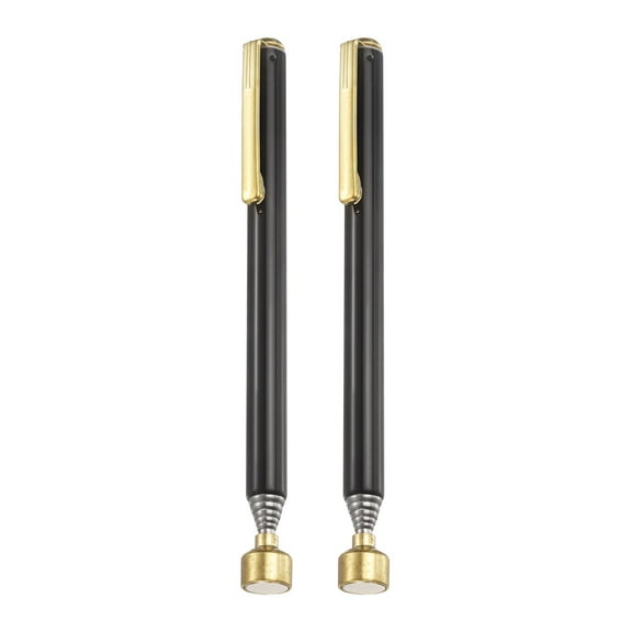 2pcs Telescoping Magnetic Pickup Tool 3LB Stainless Steel 5.1" to 25.5" Extendable Magnet Retrieval Stick with Pocket Clip for Car Industry Garage Office, Black