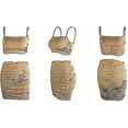 thumbnail image 3 of Womens 2 Piece Outfits Set Ruched Cami Crop Top Bodycon Skirt Mini Club Dress, 3 of 5