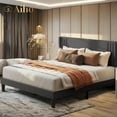thumbnail image 6 of Aiho Full Size Bed Frame, Modern Upholstered Platform Bed with Wingback Headboard & No Box Spring Needed, Perfect for Bedroom, Dark Gray, 6 of 10