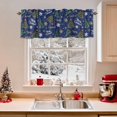 thumbnail image 2 of Merry Christmas Valances for Windows, 42 x 18in, Christmas Trees Xmas Winter Snowflakes Stars Navy Blue Rod Pocket Kitchen Valance Curtain Light Filtering Window Treatments for Living Room Bedroom, 2 of 7