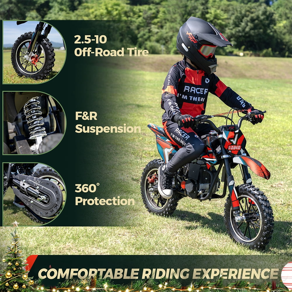FRP FX40 40cc Dirt Bikes, 4-Stroke Gas Dirtbike for 13+, Mini Dirt Bike with Pull Start, Rear Disc Brake, EPA Certified, 20MPH Max Speed, Up to 132 LBS - Red