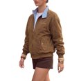 thumbnail image 4 of INSPIRE CHIC Women's Plaid Faux Coat Suede Contrast Color Zip Up Elastic Cuffs Bomber Jacket Large Brown, 4 of 6
