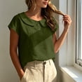 thumbnail image 6 of GUACER Short Sleeve Linen Cotton Tops for Women Peter Pan Collar Casual Button Placket Blouses Summer Shirts, 6 of 9