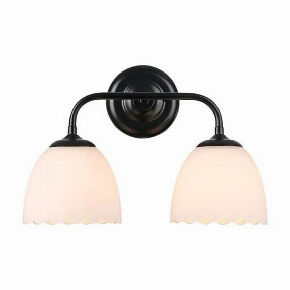 Golden Lighting 6954-BA2 BLK-OP Dorinda 2-Light Vanity Light in Matte Black with Opal Glass