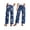 Deep Blue, variant on Floral Print Wide Leg Pants for Women Trendy Mid Rise Boho Ankle Cute Jeans L