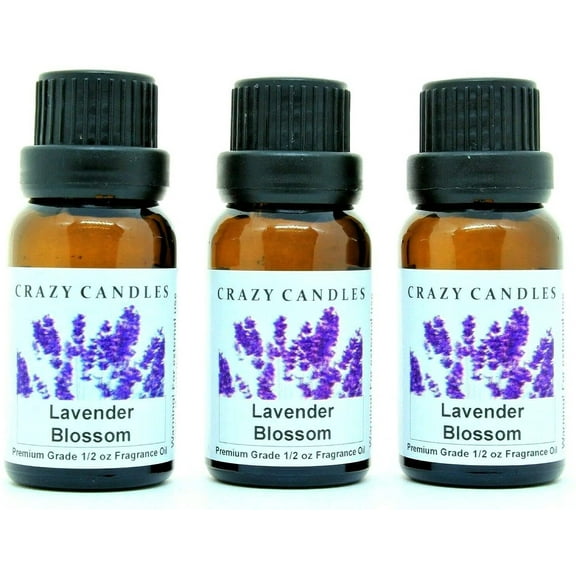 Crazy Candles Lavender Blossom 3 Bottles 1/2 FL Oz Each (15ml) Premium Grade Scented Fragrance Oil (MADE IN USA)