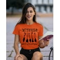 thumbnail image 2 of Witches Gotta Have Options Halloween Broom Women's T-shirt, M, Orange, 2 of 6