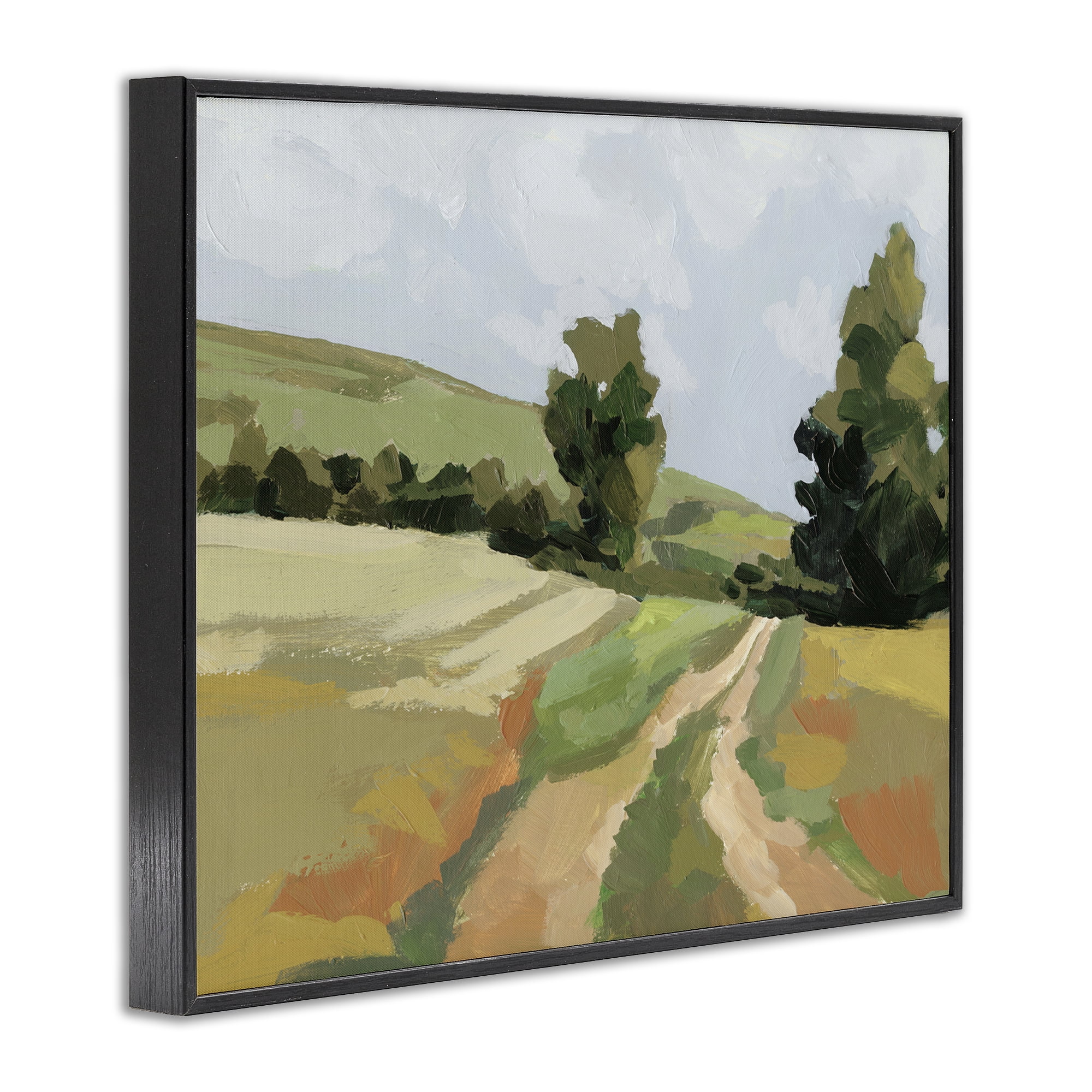 Stupell Industries Vast Country Path Landscape Painting Black Framed Art Print Wall Art, 30 x 24