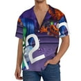 thumbnail image 7 of Lsque inside out 2 print Men's Cuban Collar Short Sleeve Shirt Summer Beachwear Casual Button Down Fashionable Vacation Leisure Shirt-Medium, 7 of 7