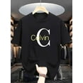 thumbnail image 1 of Calvin printed T-shirt round neck short sleeved shirt, casual all season knitted fabric, slightly elastic, breathable and suitable for adult multifunctional design Streetwear Man, 1 of 6