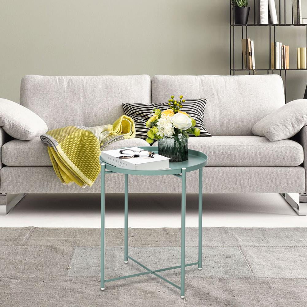 Zimtown Metal Folding Round Tray Top End Table Green - Walmart.com