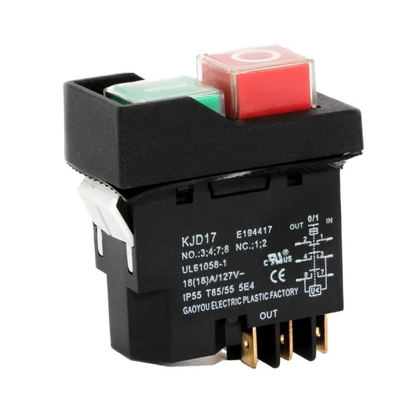 Aniceparthy 089240028147 Table Saw Push Button Switch 6-Pins Replacement for Ryobi RTS08 RTS12 RTS23 & Ridgid R4514T Power On/Off Switch 18A 127V T85/55 Replacement for Ryobi Table Saws