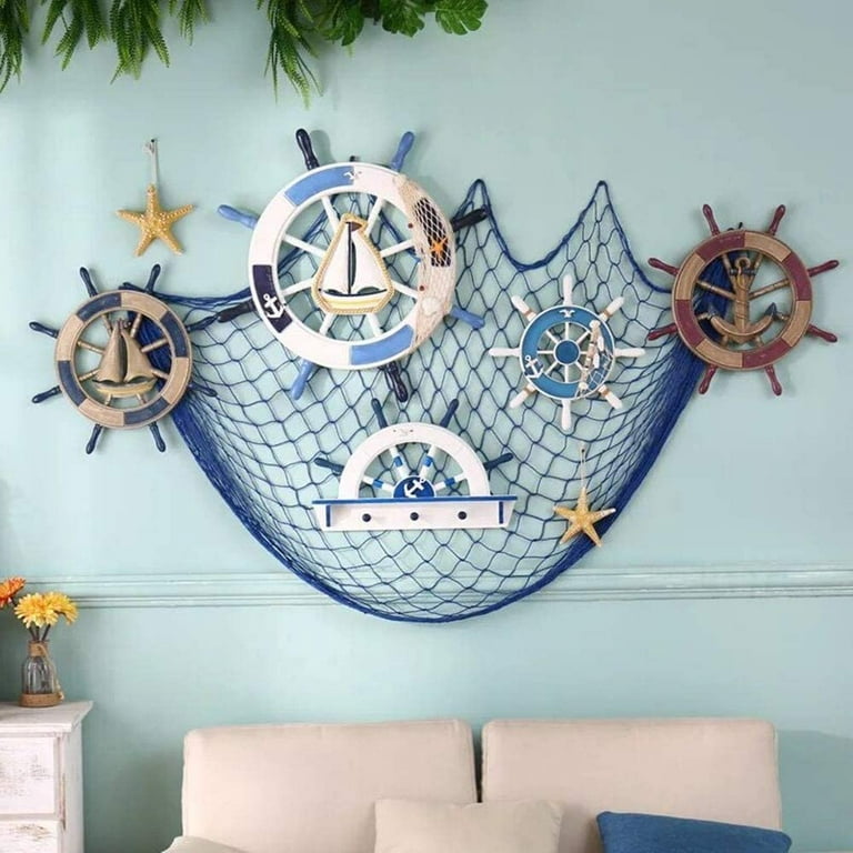 Decorative Fishing Net, Fishing Net Decoration, Mediterranean Style Fishing  Boat With Colored Shell Decoration, Used For Wall Bar, Party Decoration, P