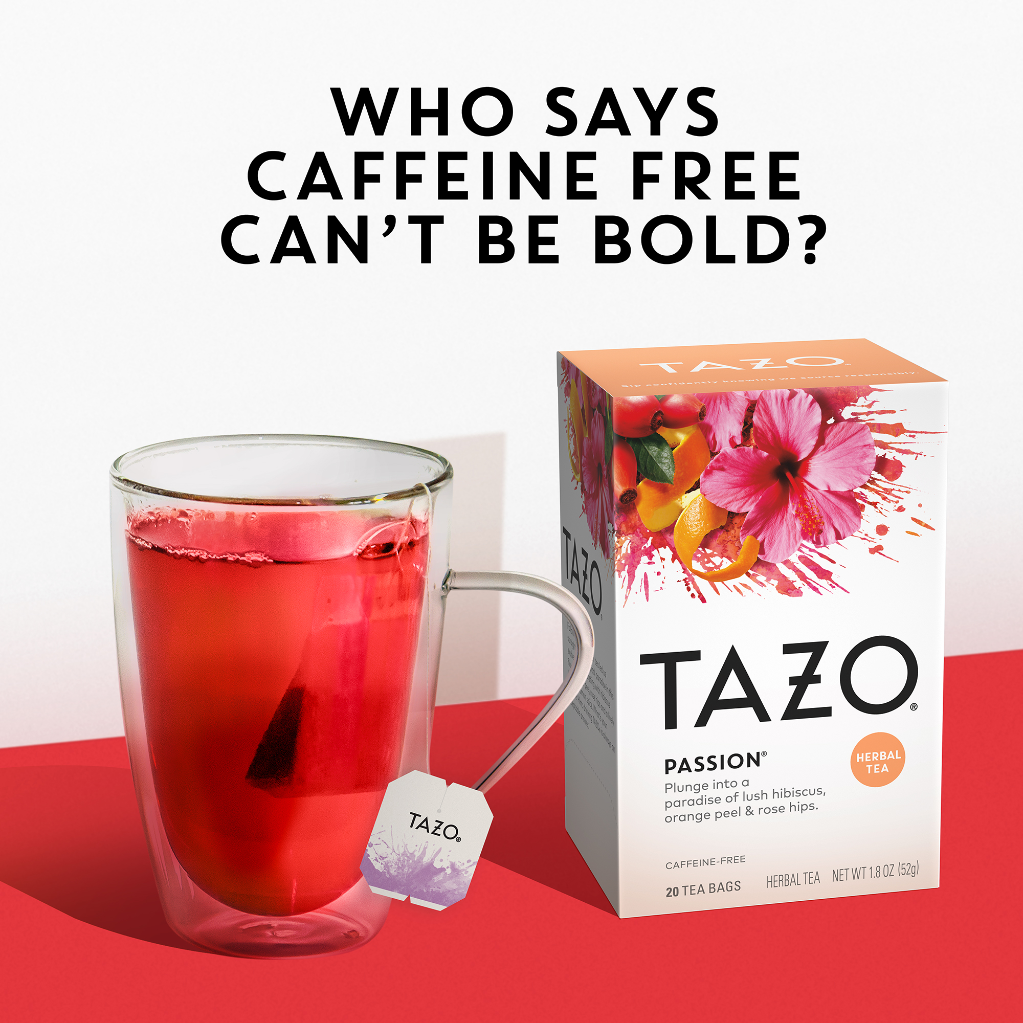 TAZO Herbal Tea, Passion, Caffeine-Free, Tea Bags 20 Count Box - image 5 of 11