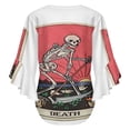 thumbnail image 6 of Tarot Card Death Women's V-Neck Blouse With 3/4 Ruffled Bell Sleeves Casual Top Ladies Blouses, 6 of 7