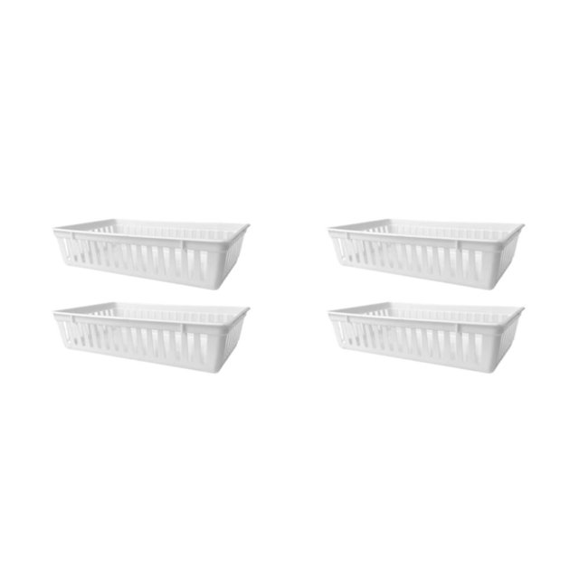Cateissary Cesta organizadora de baño práctica y eficiente de 2 bolsas con cesta miscelánea Rectangular ahuecada Simple blanca blanco 2Conjunto