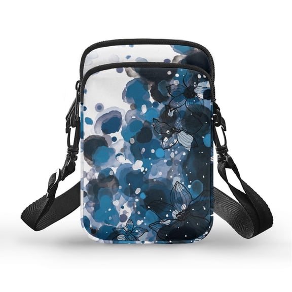 HELLHERO Ink & Wash Floral Patterns Crossbody Bags for Adults Polyester Shoulder Purse with Adjustable Strap