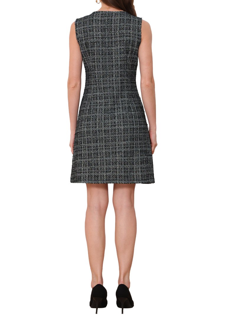 black and silver sleeveless dress MONOT Sequins Skirt Sleeveless Dress in Black & Silver