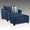 Navy Blue, variant on Cafe Fabric Living Room : Accent Chair And In Brown With Overstuffed Cushions -colored Legs, Made Us Textured : Slightly Rolled Arms