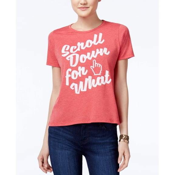 Mighty Fine Juniors Scroll Down Graphic T-Shirt Heather Red S