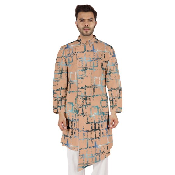 Atasi Indian Designer Kurta For Mens Casual Traditional Printed Ethnic Long Shirt Kurta