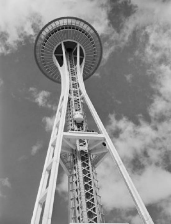 USA Washington Seattle Space Needle passenger elevator descending